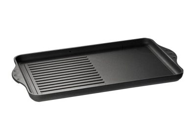 Grill plate, smooth, ribbed and half and half